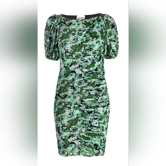 Ganni | Dresses | Ganni Puffy Ruched Sleeve Bodycon Floral Green Mesh Mini Dress Size 42 12 | Poshmark Ganni | Dresses | Ganni Puffy Ruched Sleeve Bodycon Floral Green Mesh Mini Dress Size 42 12 | Poshmark